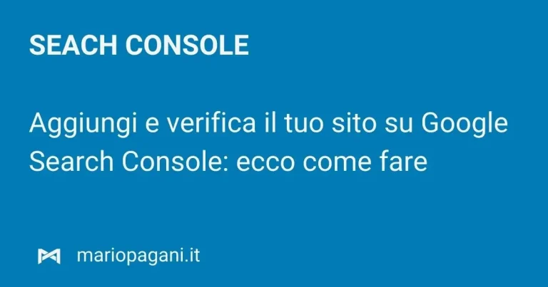 search console aggiungere sito web