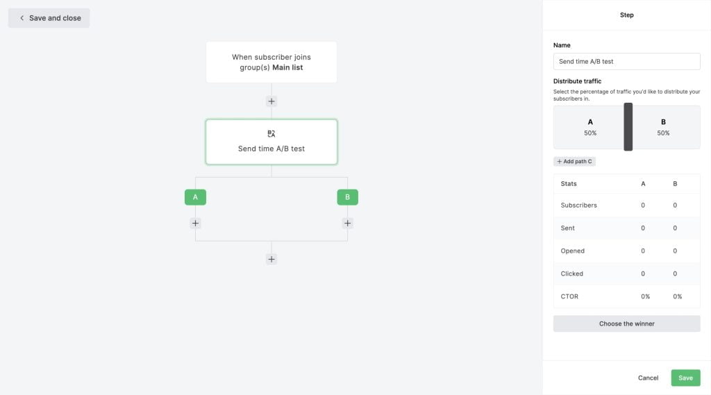 crea newsletter con AB test